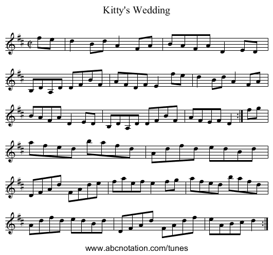 Kitty's Wedding - staff notation