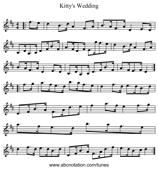Kitty's Wedding - staff notation