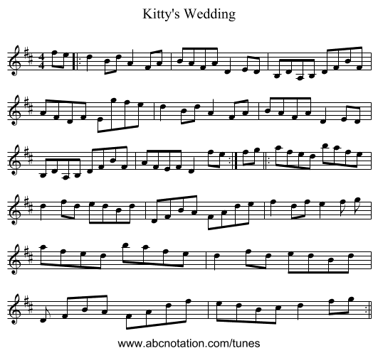 Kitty's Wedding - staff notation