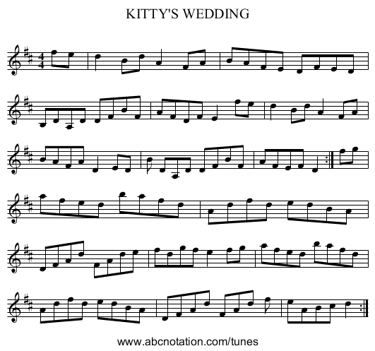 KITTY'S WEDDING - staff notation