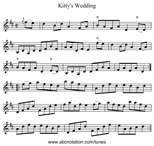 Kitty's Wedding - staff notation