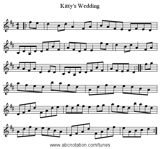 Kitty's Wedding - staff notation