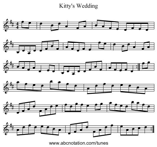 Kitty's Wedding - staff notation
