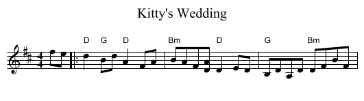 Kitty's Wedding - staff notation