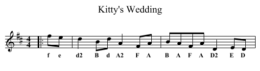 Kitty's Wedding - staff notation
