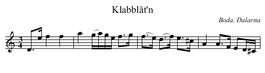 Klabblåt'n - staff notation