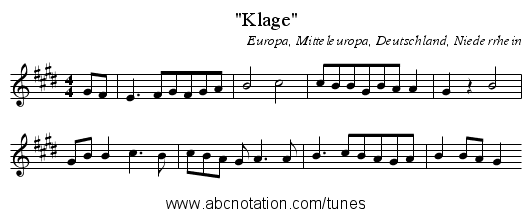 Klage - staff notation