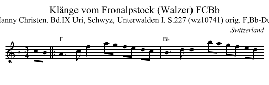 Kl&auml;nge vom Fronalpstock (Walzer) FCBb - staff notation