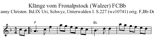 Kl&auml;nge vom Fronalpstock (Walzer) FCBb - staff notation