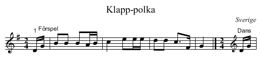 Klapp-polka - staff notation