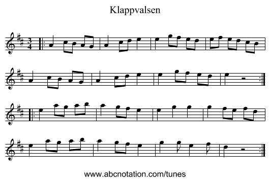 Klappvalsen - staff notation