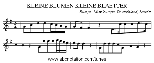KLEINE BLUMEN KLEINE BLAETTER - staff notation
