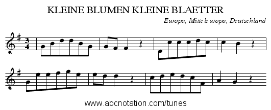 KLEINE BLUMEN KLEINE BLAETTER - staff notation