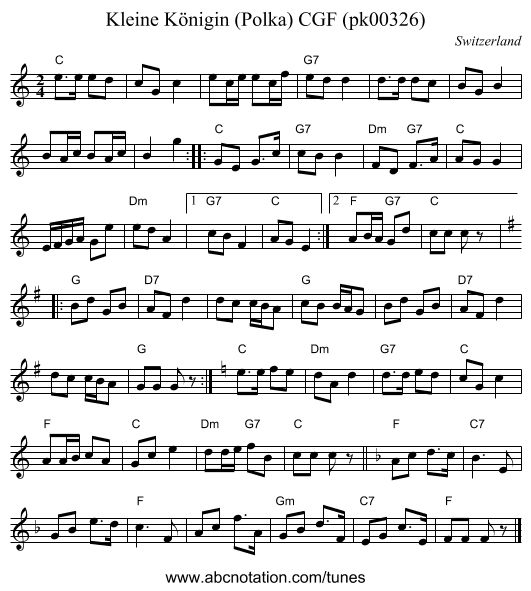 Kleine Königin (Polka) CGF (pk00326) - staff notation