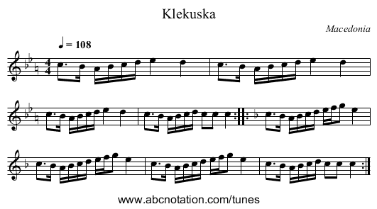 Klekuska - staff notation
