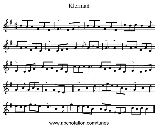 Klermañ - staff notation