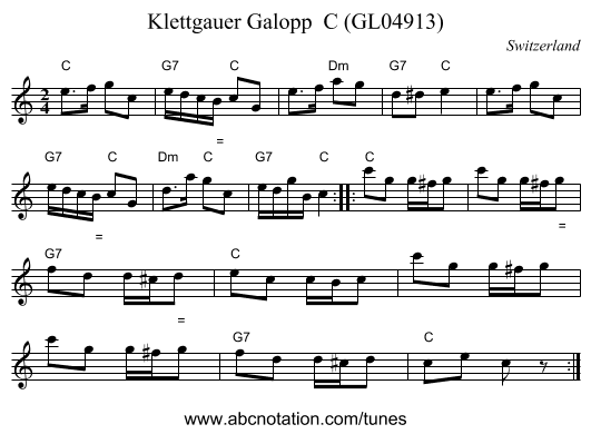 Klettgauer Galopp  C (GL04913) - staff notation