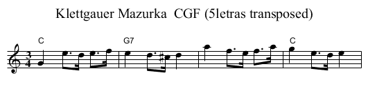 Klettgauer Mazurka  CGF (5letras transposed) - staff notation
