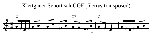 Klettgauer Schottisch CGF (5letras transposed) - staff notation