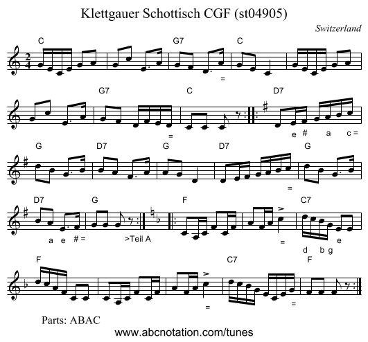 Klettgauer Schottisch CGF (st04905) - staff notation