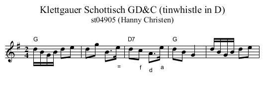 Klettgauer Schottisch GD&C (tinwhistle in D) - staff notation