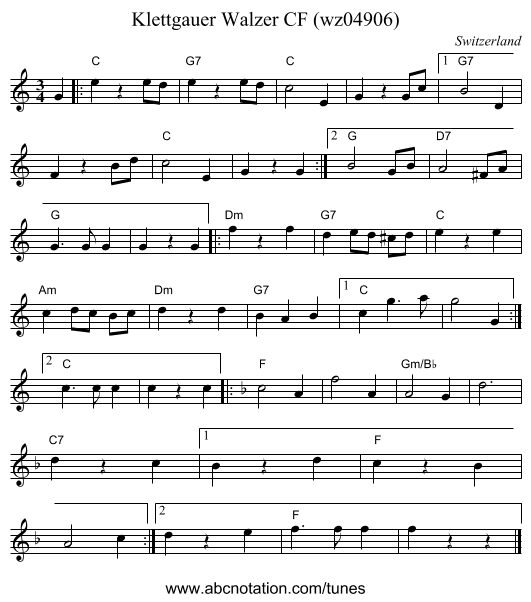 Klettgauer Walzer CF (wz04906) - staff notation