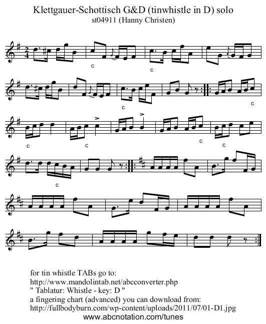 Klettgauer-Schottisch G&D (tinwhistle in D) solo - staff notation