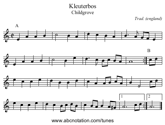 Kleuterbos - staff notation