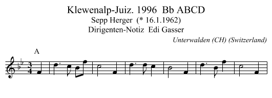 Klewenalp-Juiz. 1996  Bb ABCD - staff notation