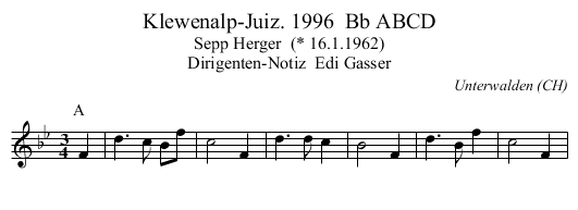 Klewenalp-Juiz. 1996  Bb ABCD - staff notation