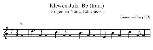 Klewen-Juiz  Bb (trad.) - staff notation