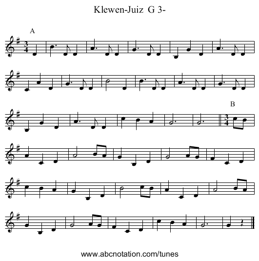 Klewen-Juiz  G 3- - staff notation