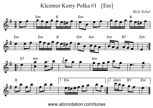 Klezmer Kerry Polka #1   [Em] - staff notation