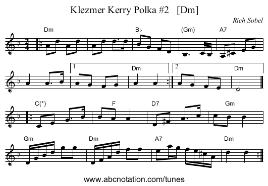 Klezmer Kerry Polka #2   [Dm] - staff notation