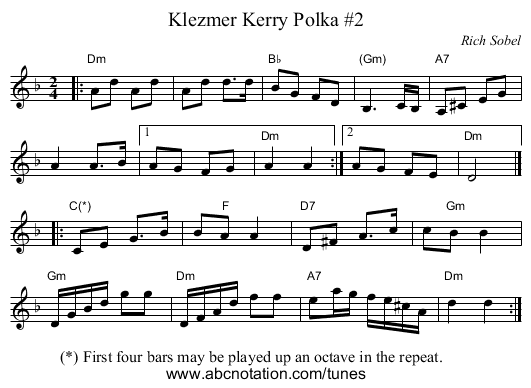 Klezmer Kerry Polka #2 - staff notation