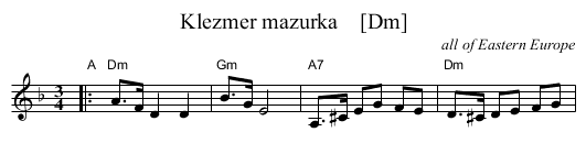 Klezmer mazurka    [Dm] - staff notation