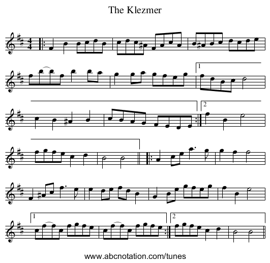 Klezmer, The - staff notation