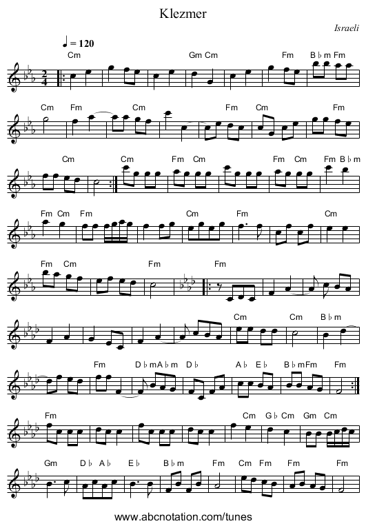 Klezmer - staff notation