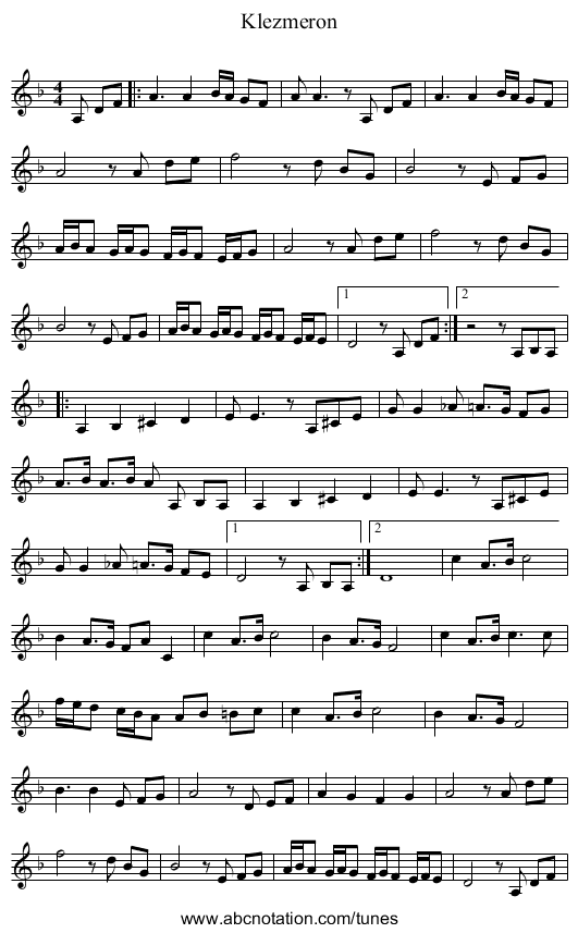 Klezmeron - staff notation