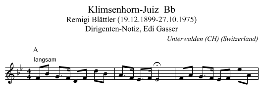 Klimsenhorn-Juiz  Bb - staff notation
