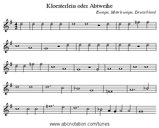 Kloesterlein oder Abtweihe - staff notation
