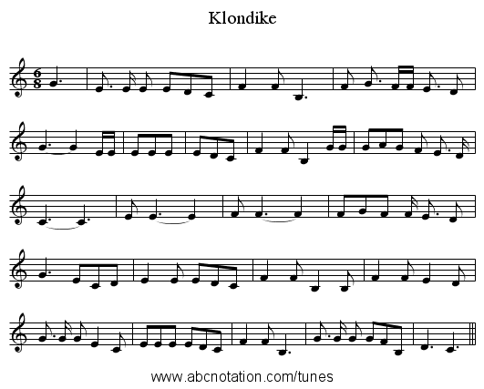 Klondike - staff notation