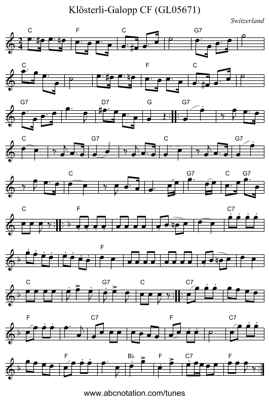 Klösterli-Galopp CF (GL05671) - staff notation