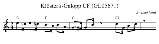 Klösterli-Galopp CF (GL05671) - staff notation