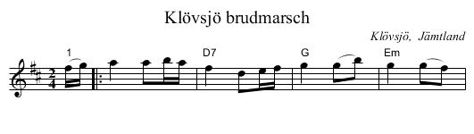 Klövsjö brudmarsch - staff notation