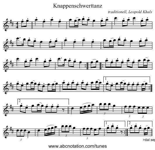 Knappenschwerttanz - staff notation