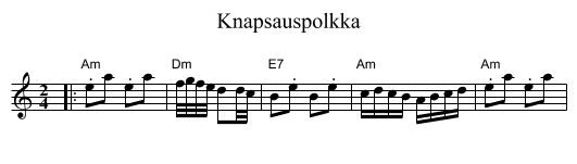 Knapsauspolkka - staff notation