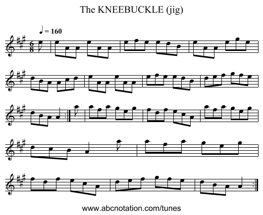 KNEEBUCKLE (jig), The - staff notation