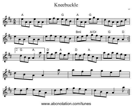 Kneebuckle - staff notation