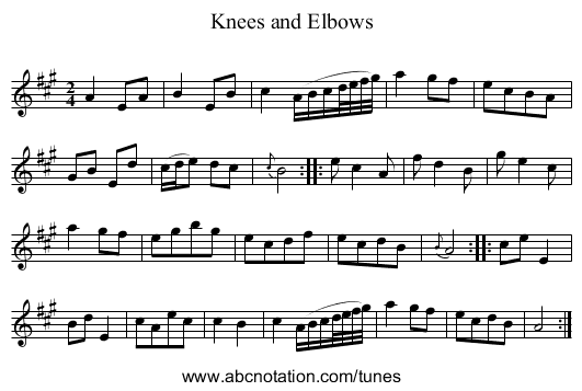 Knees and Elbows - staff notation